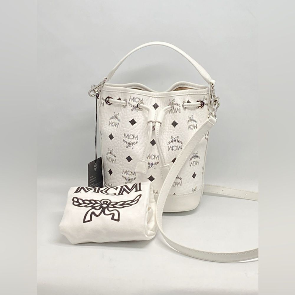 MCM Dessau Visetos Mini Drawstring Bucket Bag